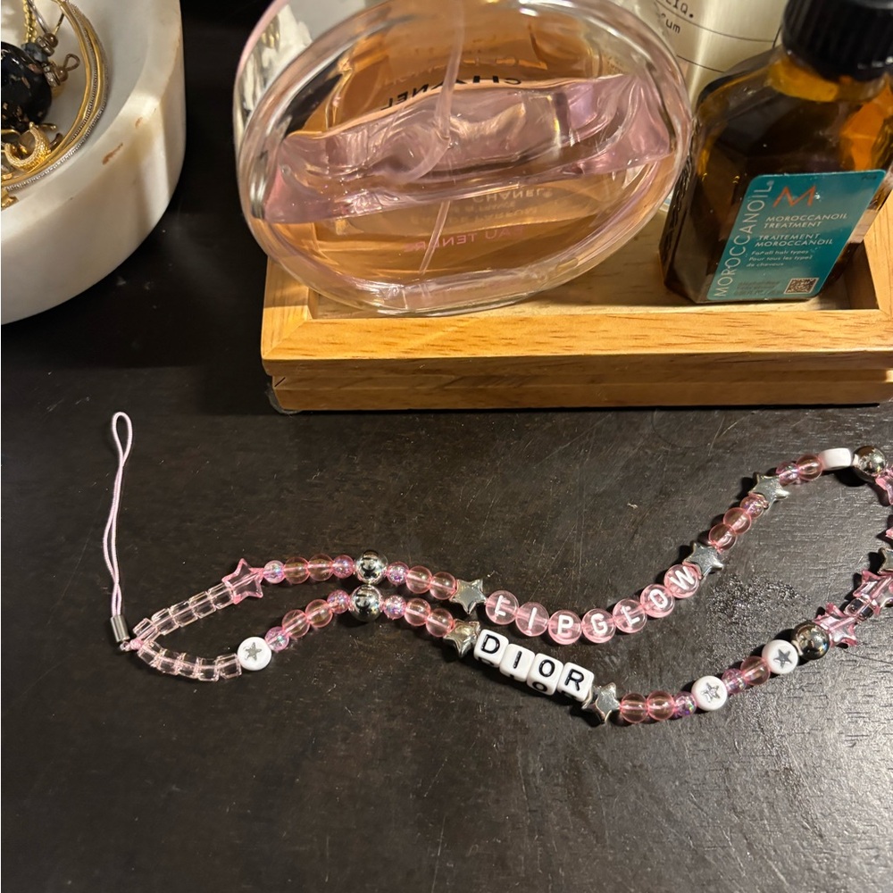 Dior Pink and Black Beaded attaché telephone phone bring Bracelet